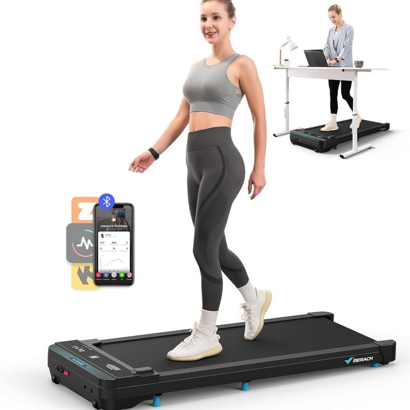 MERACH Walking Pad, Quiet under Desk Treadmill, Small Treadmill for Home & Office, 2 in 1 Quiet Portable Mini Treadmill with Remote Control, APP, LED Display